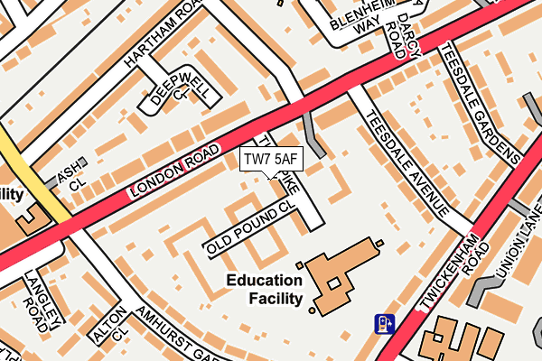 TW7 5AF map - OS OpenMap – Local (Ordnance Survey)