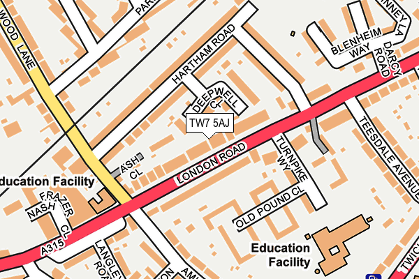 TW7 5AJ map - OS OpenMap – Local (Ordnance Survey)