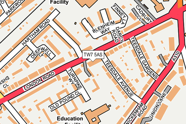 TW7 5AS map - OS OpenMap – Local (Ordnance Survey)