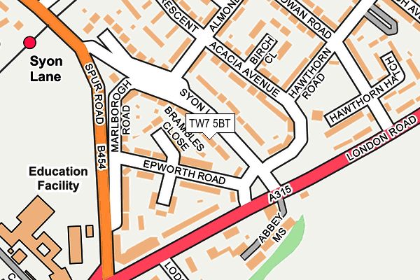 TW7 5BT map - OS OpenMap – Local (Ordnance Survey)