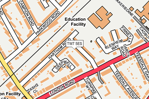 TW7 5ES map - OS OpenMap – Local (Ordnance Survey)