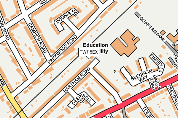 TW7 5EX map - OS OpenMap – Local (Ordnance Survey)