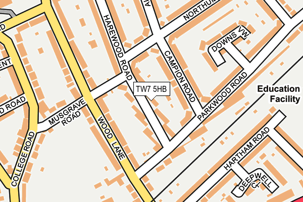 TW7 5HB map - OS OpenMap – Local (Ordnance Survey)