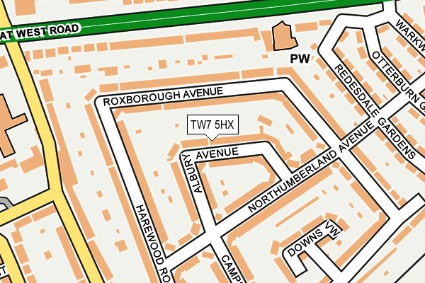 TW7 5HX map - OS OpenMap – Local (Ordnance Survey)