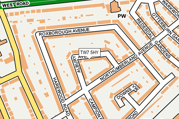 TW7 5HY map - OS OpenMap – Local (Ordnance Survey)