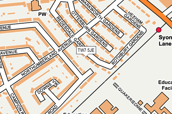 TW7 5JE map - OS OpenMap – Local (Ordnance Survey)