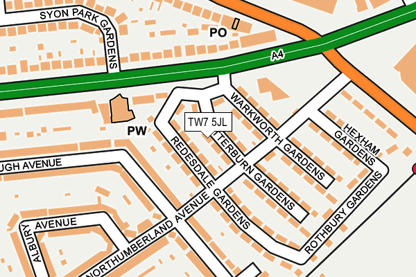 TW7 5JL map - OS OpenMap – Local (Ordnance Survey)