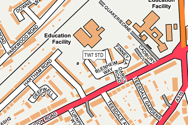 TW7 5TD map - OS OpenMap – Local (Ordnance Survey)