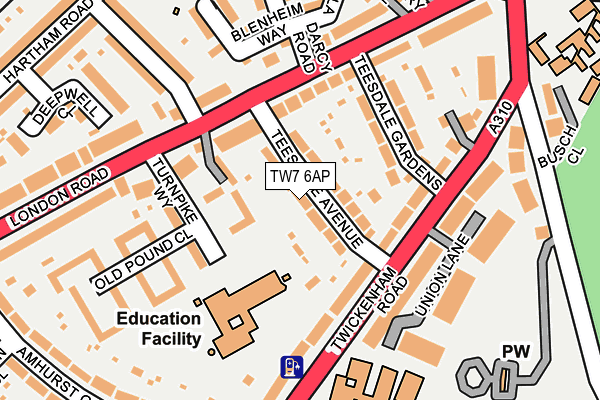 TW7 6AP map - OS OpenMap – Local (Ordnance Survey)