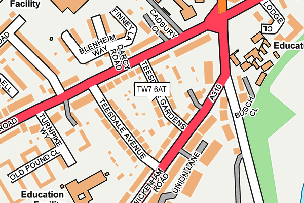 TW7 6AT map - OS OpenMap – Local (Ordnance Survey)