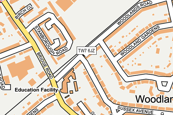 TW7 6JZ map - OS OpenMap – Local (Ordnance Survey)