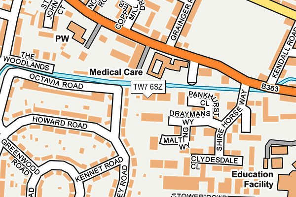 TW7 6SZ map - OS OpenMap – Local (Ordnance Survey)