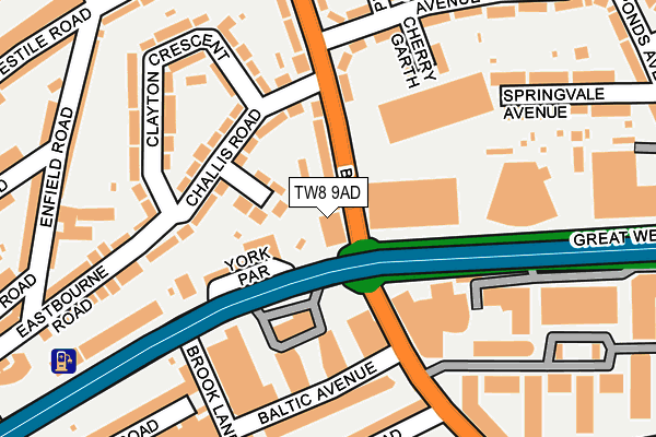 TW8 9AD map - OS OpenMap – Local (Ordnance Survey)