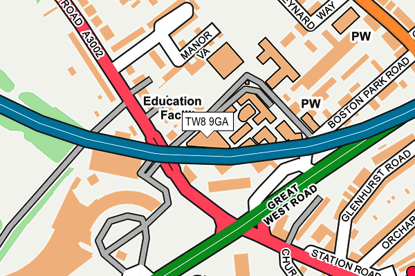 TW8 9GA map - OS OpenMap – Local (Ordnance Survey)
