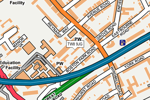 TW8 9JG map - OS OpenMap – Local (Ordnance Survey)