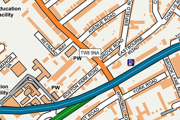 TW8 9NA map - OS OpenMap – Local (Ordnance Survey)