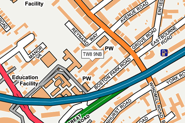 TW8 9NB map - OS OpenMap – Local (Ordnance Survey)