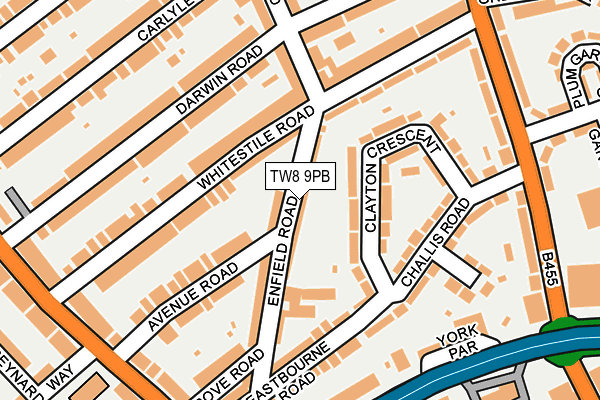 TW8 9PB map - OS OpenMap – Local (Ordnance Survey)