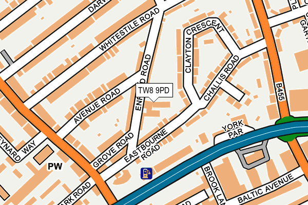 TW8 9PD map - OS OpenMap – Local (Ordnance Survey)