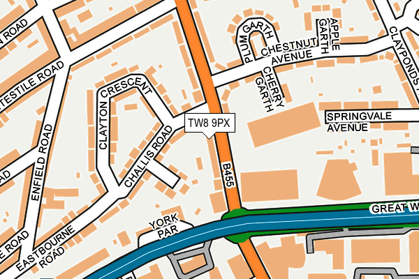TW8 9PX map - OS OpenMap – Local (Ordnance Survey)