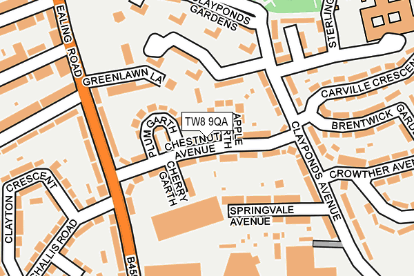 TW8 9QA map - OS OpenMap – Local (Ordnance Survey)