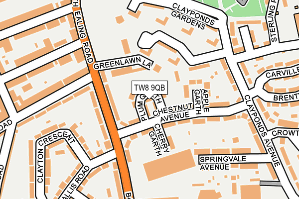 TW8 9QB map - OS OpenMap – Local (Ordnance Survey)