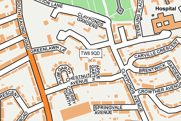 TW8 9QD map - OS OpenMap – Local (Ordnance Survey)