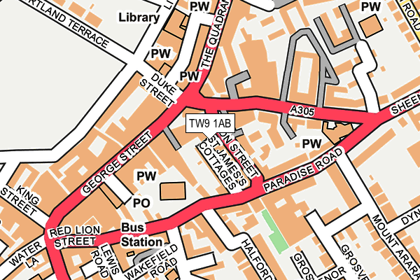 TW9 1AB map - OS OpenMap – Local (Ordnance Survey)