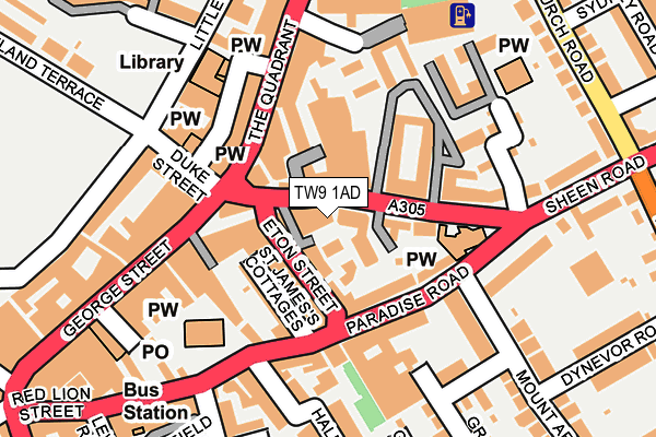 TW9 1AD map - OS OpenMap – Local (Ordnance Survey)