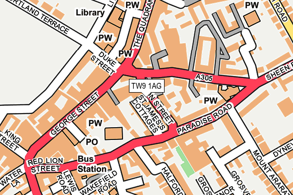 TW9 1AG map - OS OpenMap – Local (Ordnance Survey)