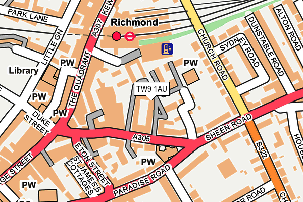 TW9 1AU map - OS OpenMap – Local (Ordnance Survey)