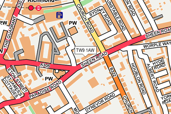 TW9 1AW map - OS OpenMap – Local (Ordnance Survey)
