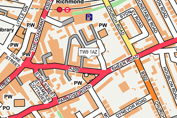TW9 1AZ map - OS OpenMap – Local (Ordnance Survey)