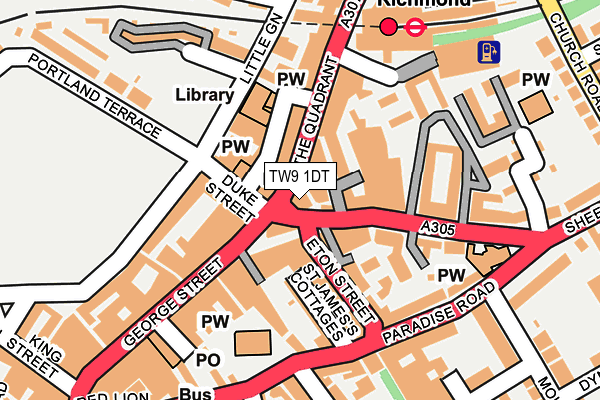 TW9 1DT map - OS OpenMap – Local (Ordnance Survey)