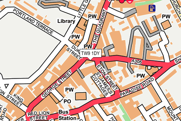 TW9 1DY map - OS OpenMap – Local (Ordnance Survey)