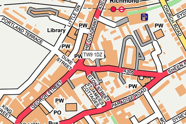 TW9 1DZ map - OS OpenMap – Local (Ordnance Survey)