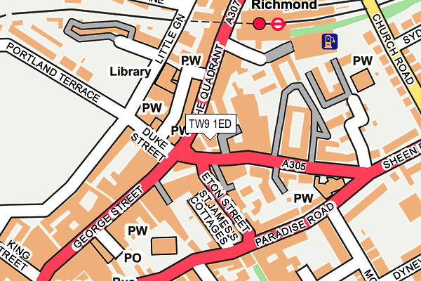 TW9 1ED map - OS OpenMap – Local (Ordnance Survey)