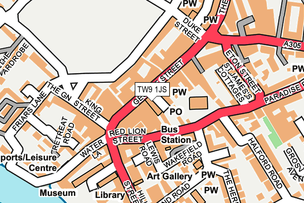 TW9 1JS map - OS OpenMap – Local (Ordnance Survey)