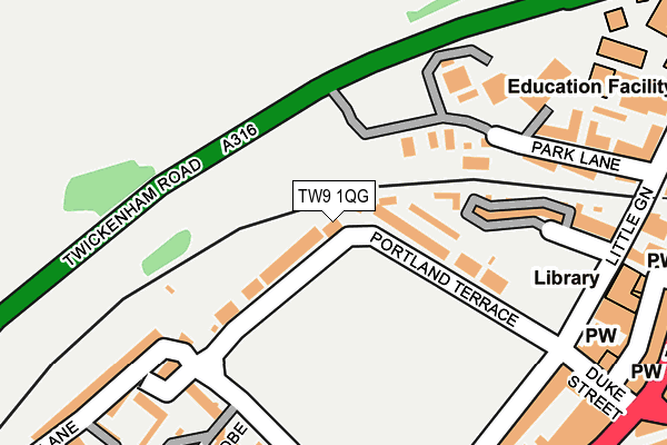 TW9 1QG map - OS OpenMap – Local (Ordnance Survey)
