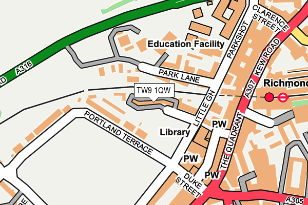 TW9 1QW map - OS OpenMap – Local (Ordnance Survey)