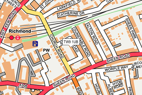 TW9 1UB map - OS OpenMap – Local (Ordnance Survey)