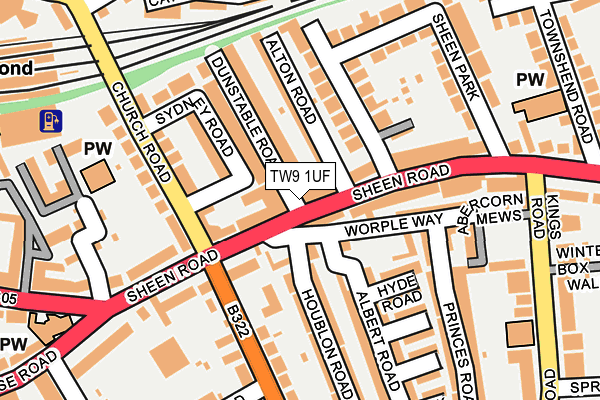 TW9 1UF map - OS OpenMap – Local (Ordnance Survey)