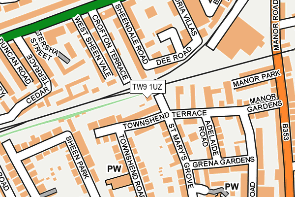 TW9 1UZ map - OS OpenMap – Local (Ordnance Survey)