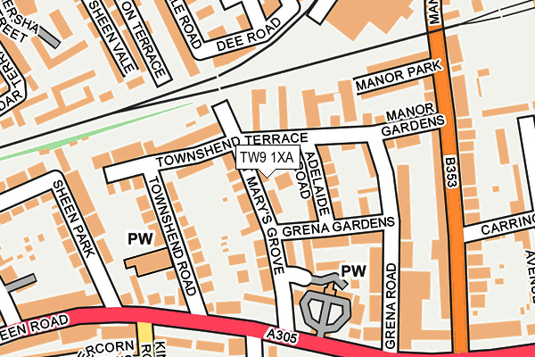 TW9 1XA map - OS OpenMap – Local (Ordnance Survey)