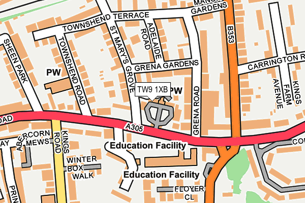 TW9 1XB map - OS OpenMap – Local (Ordnance Survey)