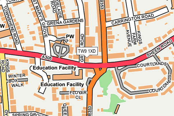 TW9 1XD map - OS OpenMap – Local (Ordnance Survey)