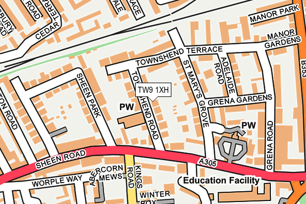 TW9 1XH map - OS OpenMap – Local (Ordnance Survey)