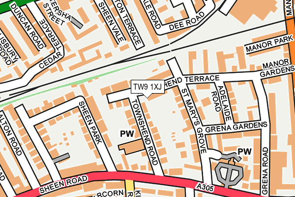 TW9 1XJ map - OS OpenMap – Local (Ordnance Survey)
