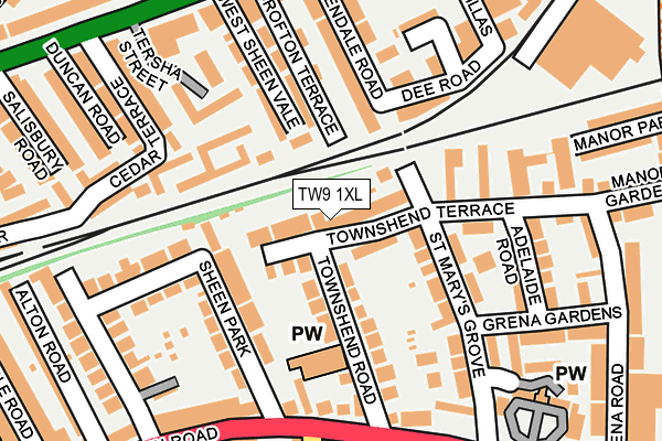 TW9 1XL map - OS OpenMap – Local (Ordnance Survey)