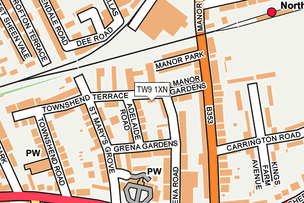 TW9 1XN map - OS OpenMap – Local (Ordnance Survey)